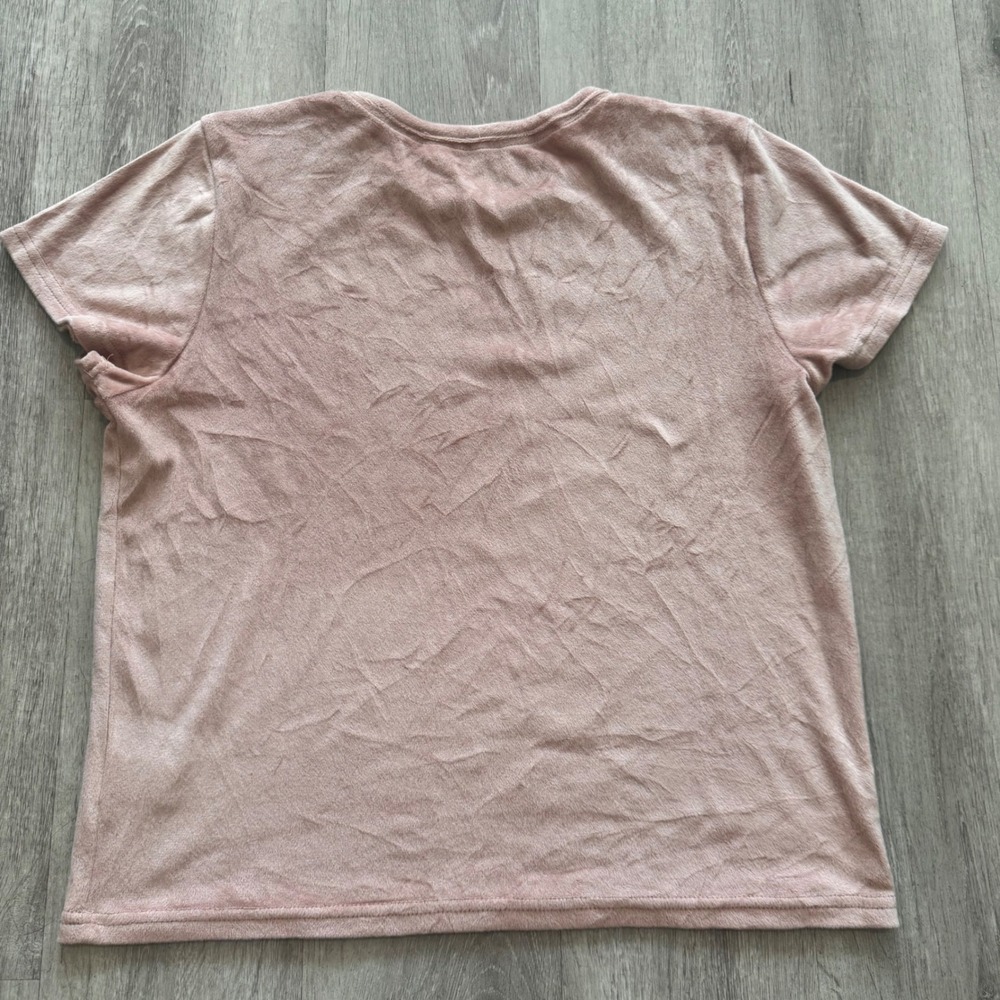 Y2K Juicy Couture Pink Velour Pajama Sleep Set Rhinestone Logo Tee & Shorts L/S - Picture 7 of 10